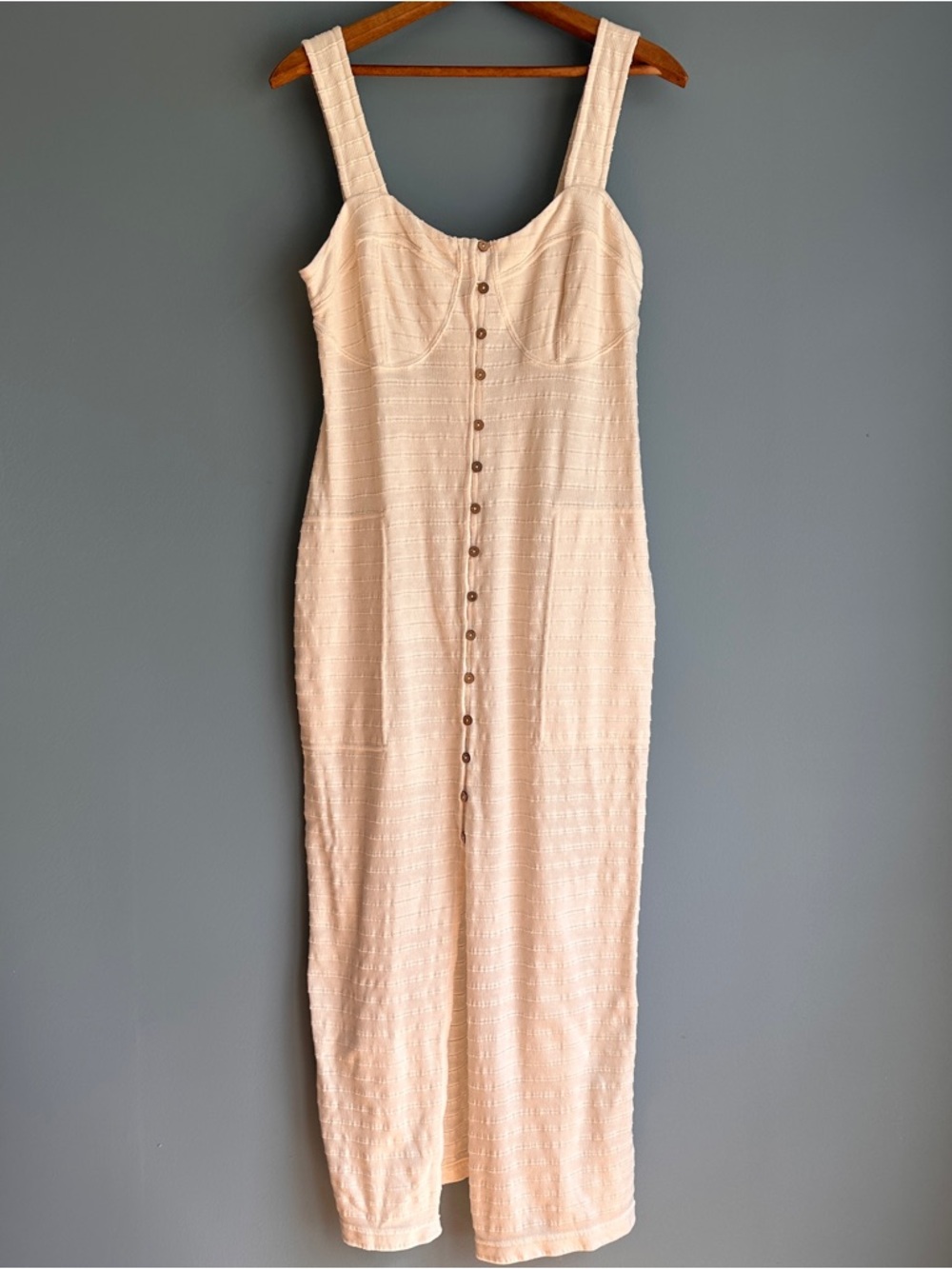 Free People Cream Button-Front Midi Dress Large